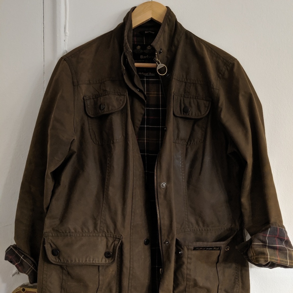 Barbour Brown Green Waxed Coat